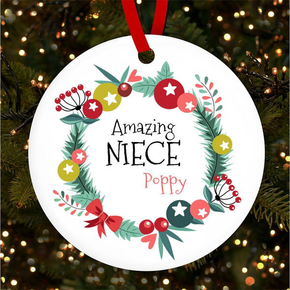 FREE WITH ORDERS OVER £20! - Amazing Nice Wreath Baubles Personalised Christmas Tree Ornament Decoration
