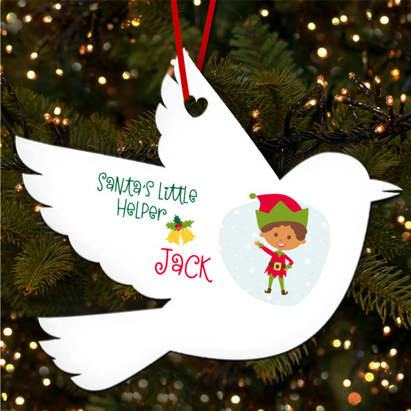 FREE WITH ORDERS OVER £20! - Dark Skin Elf Robin Bauble Personalised Christmas Tree Ornament Decoration