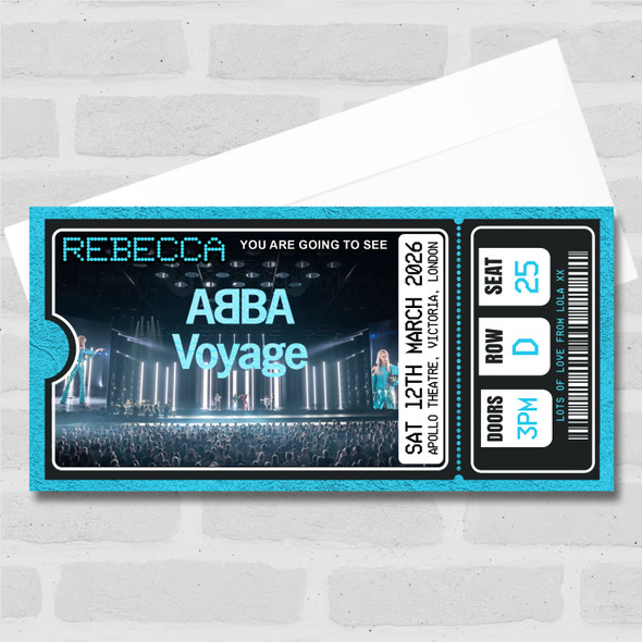 Abba Voyage The Musical Show Theatre Personalised Surprise Ticket Gift Voucher