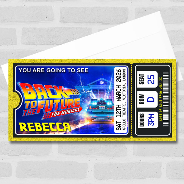 Back To The Future Musical Show Theatre Personalised Surprise Ticket Gift Voucher