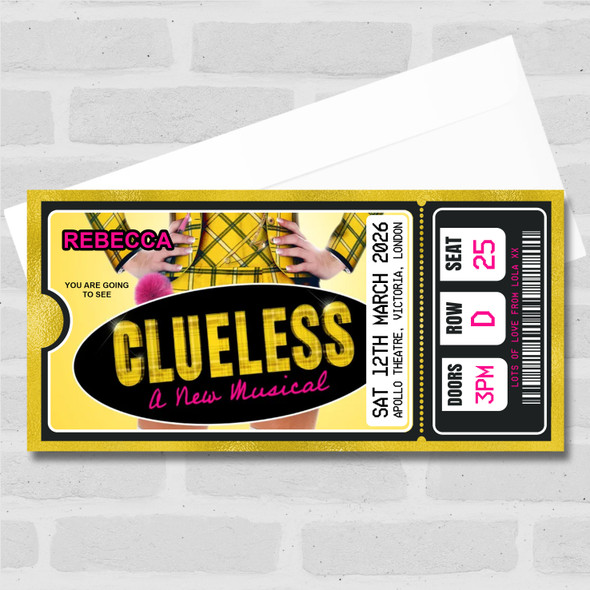 Clueless The Musical Show Theatre Personalised Surprise Ticket Gift Voucher Clueless The Musical Show Theatre Personalised Surprise Ticket Gift Voucher
