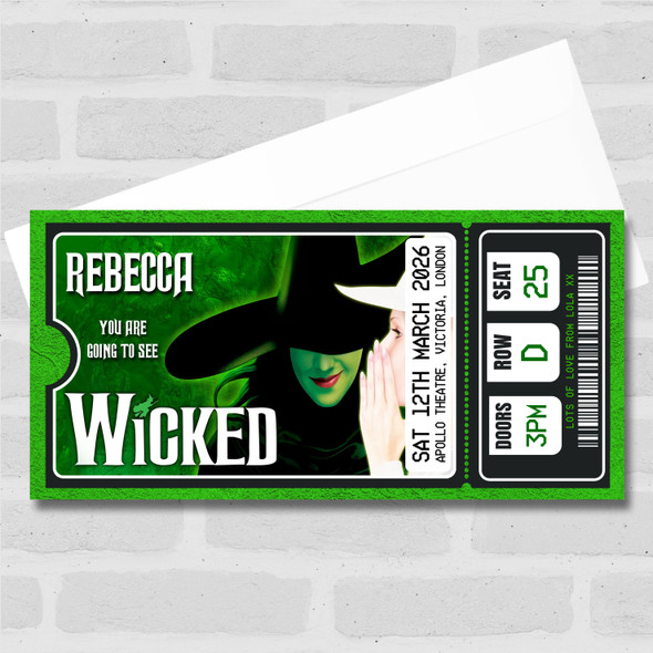 Wicked The Musical Show Theatre Personalised Surprise Ticket Gift Voucher Wicked The Musical Show Theatre Personalised Surprise Ticket Gift Voucher