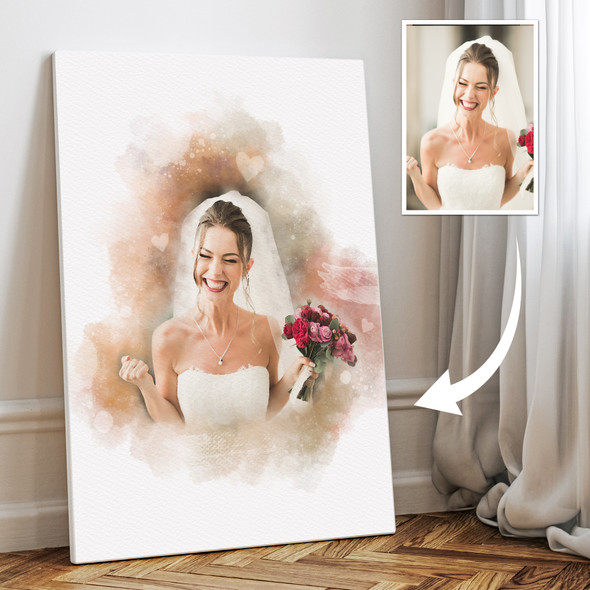 Personalised Wedding Portrait, Art From Photo, Custom Watercolour Print, Gift For Her Him