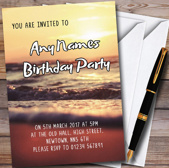 Sunset Beach Personalised Party Invitations