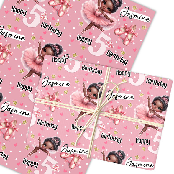 Personalised Wrapping Paper Kids Birthday Dark Ballet Girls Custom Gift Wrap