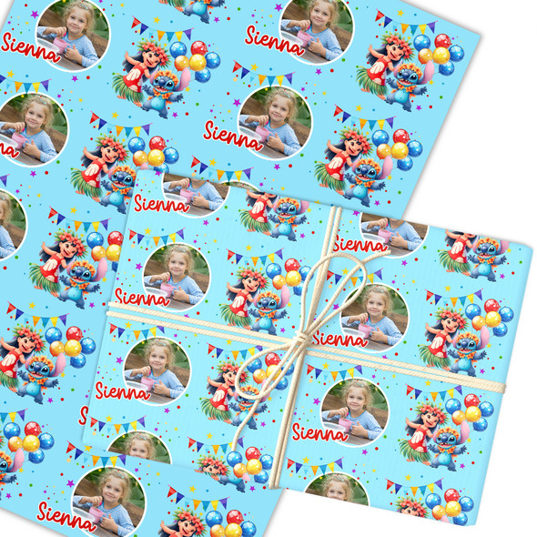 Personalised Wrapping Paper Kids Birthday Lilo & Stitch Custom Photo Gift-Wrap
