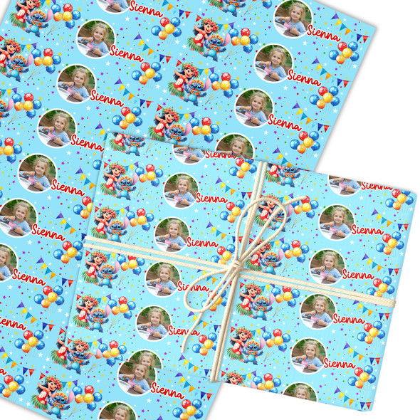 Personalised Wrapping Paper Kids Birthday Lilo & Stitch Photo Custom Gift Wrap