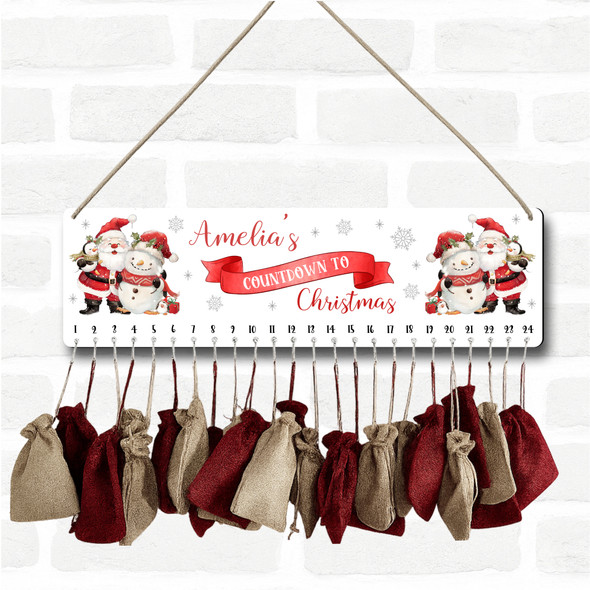 Personalised Christmas Advent Calendar Kids Santa Snowman Xmas Countdown Sign Personalised Christmas Advent Calendar Kids Santa Snowman Xmas Countdown Sign