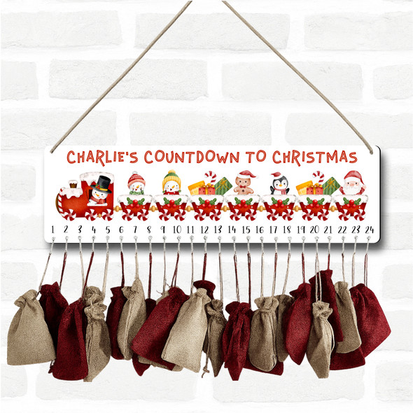 Personalised Christmas Advent Calendar Kids Train Snowman Xmas Countdown Sign Personalised Christmas Advent Calendar Kids Train Snowman Xmas Countdown Sign