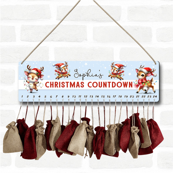 Personalised Christmas Advent Calendar Kids Reindeer DIY Xmas Countdown Sign