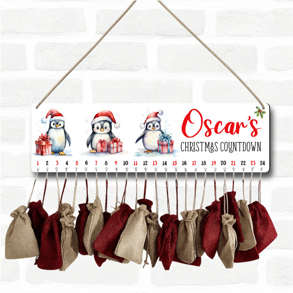 Personalised Christmas Advent Calendar Kids Penguins DIY Xmas Countdown Sign Personalised Christmas Advent Calendar Kids Penguins DIY Xmas Countdown Sign