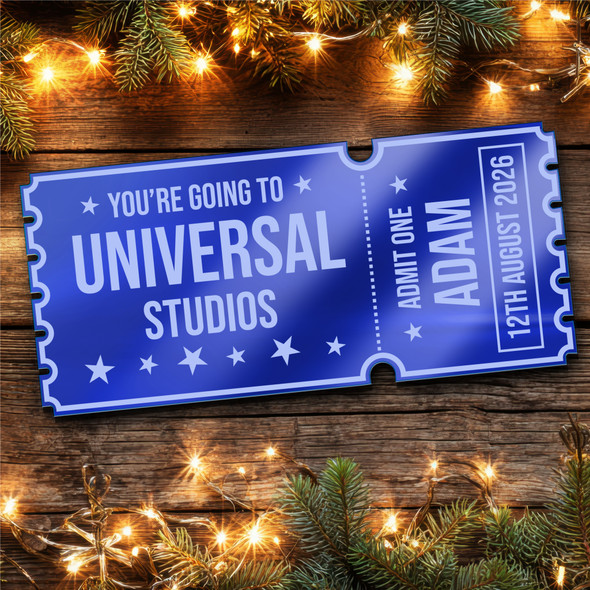 Blue Mirror Acrylic Ticket Universal Studios Theme Park Personalised Any Text
