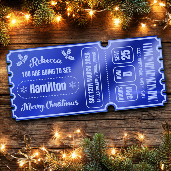 Blue Mirror Acrylic Ticket Christmas Any Show Theatre Musical Panto Personalised Blue Mirror Acrylic Ticket Christmas Any Show Theatre Musical Panto Personalised