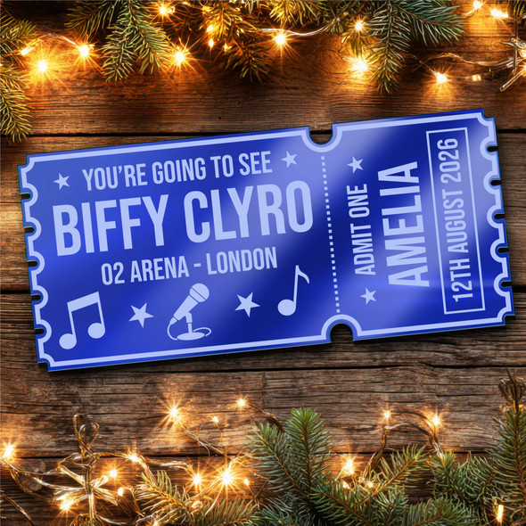 Blue Mirror Acrylic Ticket Biffy Clyro Band Concert Personalised Any Text Blue Mirror Acrylic Ticket Biffy Clyro Band Concert Personalised Any Text