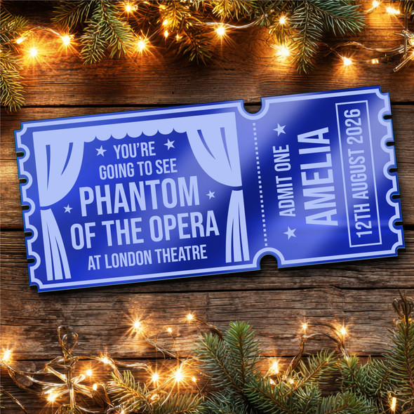 Blue Mirror Acrylic Ticket Phantom Of The Opera Musical theatre Personalised Blue Mirror Acrylic Ticket Phantom Of The Opera Musical theatre Personalised