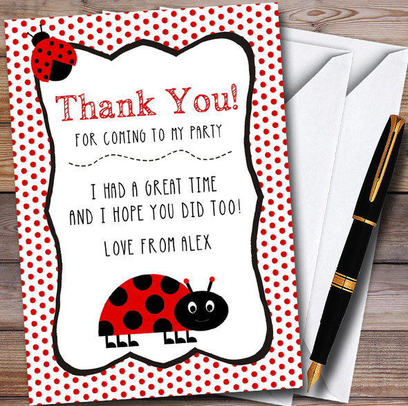 Polkadot Ladybird Personalised Party Thank You Cards