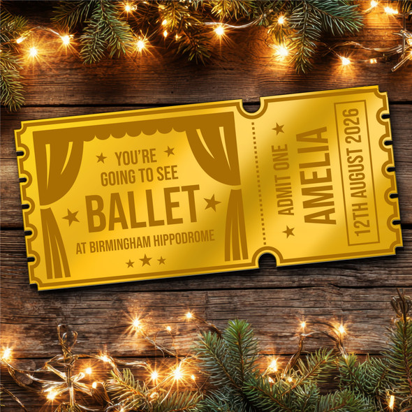 Gold Mirror Acrylic Golden Ticket Any Ballet Theatre Show Personalised Any Text