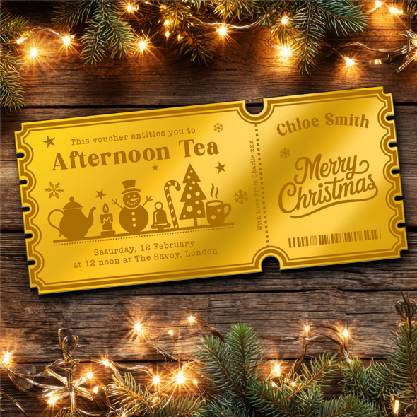 Gold Mirror Acrylic Golden Ticket Afternoon Tea Christmas Personalised Any Text Gold Mirror Acrylic Golden Ticket Afternoon Tea Christmas Personalised Any Text