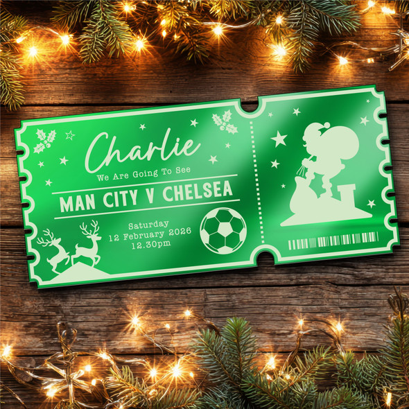 Green Mirror Acrylic Ticket Any Football Match Christmas Personalised Any Text