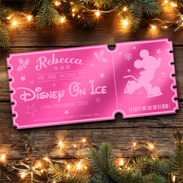 Pink Mirror Acrylic Ticket Show Disney On Ice Personalised Any Text Voucher Pink Mirror Acrylic Ticket Show Disney On Ice Personalised Any Text Voucher
