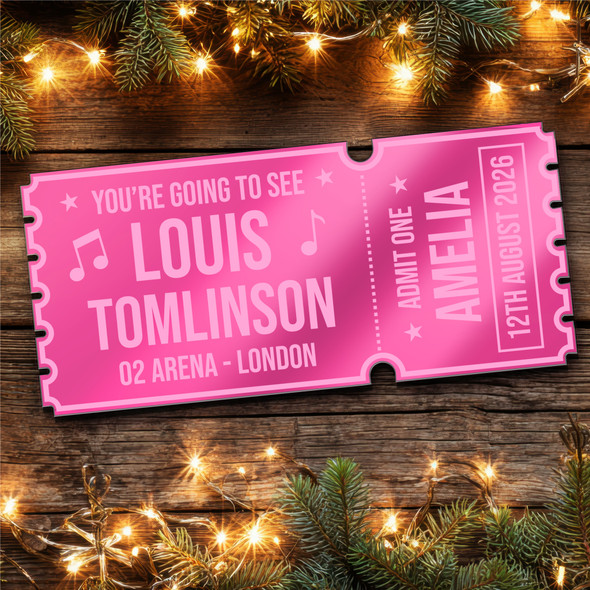 Pink Mirror Acrylic Ticket Louis Tomlinson Concert Personalised Any Text Voucher Pink Mirror Acrylic Ticket Louis Tomlinson Concert Personalised Any Text Voucher