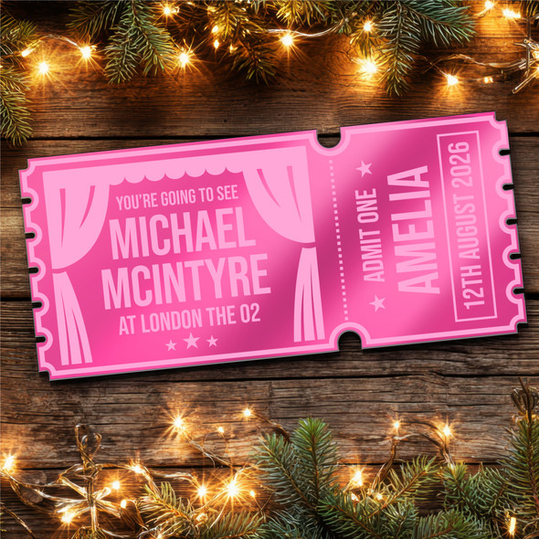 Pink Mirror Acrylic Ticket Michael Mcintyre Comedy Theatre Show Personalised Pink Mirror Acrylic Ticket Michael Mcintyre Comedy Theatre Show Personalised