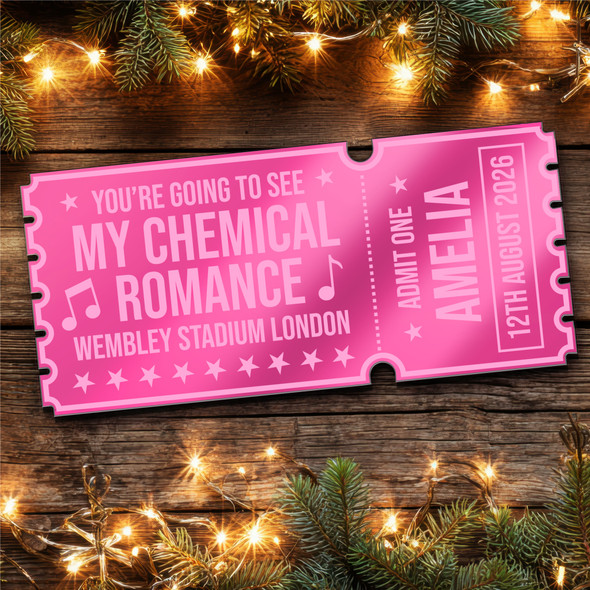 Pink Mirror Acrylic Ticket My Chemical Romance Concert Personalised Any Text Pink Mirror Acrylic Ticket My Chemical Romance Concert Personalised Any Text