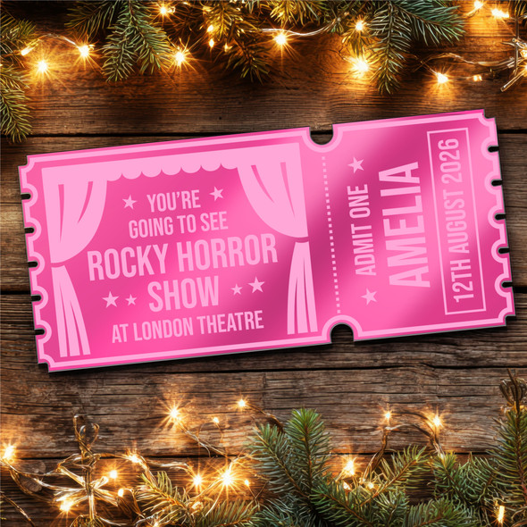 Pink Mirror Acrylic Ticket Rocky Horror Show Theatre Musical Personalised
