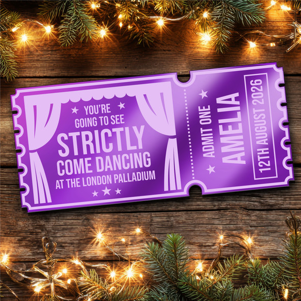 Purple Mirror Acrylic Ticket Strictly Come Dancing Show Personalised Any Text Purple Mirror Acrylic Ticket Strictly Come Dancing Show Personalised Any Text