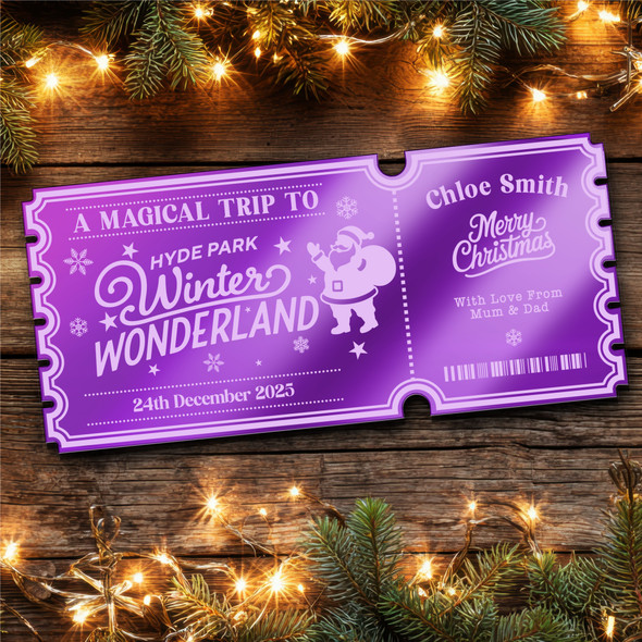 Purple Mirror Acrylic Ticket Christmas Surprise Day Out Winter Wonderland Custom Purple Mirror Acrylic Ticket Christmas Surprise Day Out Winter Wonderland Custom