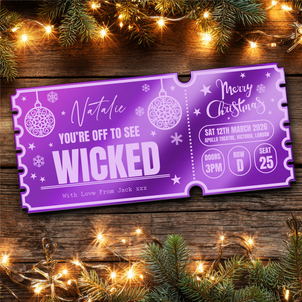 Purple Mirror Acrylic Ticket Any Show Theatre Musical Christmas Personalised Purple Mirror Acrylic Ticket Any Show Theatre Musical Christmas Personalised