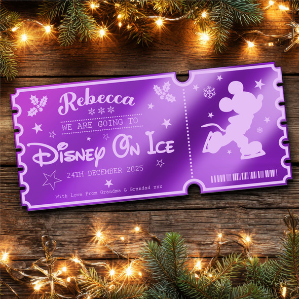 Purple Mirror Acrylic Ticket Show Disney On Ice Personalised Any Text Voucher Purple Mirror Acrylic Ticket Show Disney On Ice Personalised Any Text Voucher