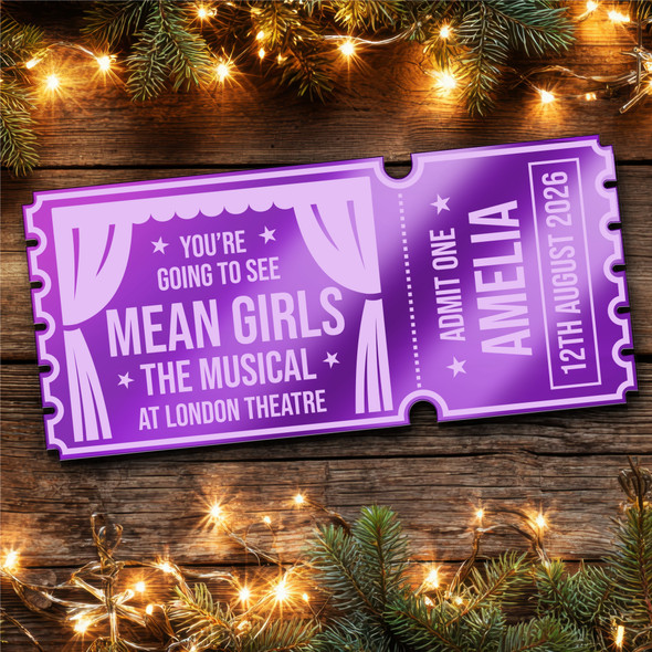 Purple Mirror Acrylic Ticket Mean Girls The Musical Theatre Show Personalised Purple Mirror Acrylic Ticket Mean Girls The Musical Theatre Show Personalised