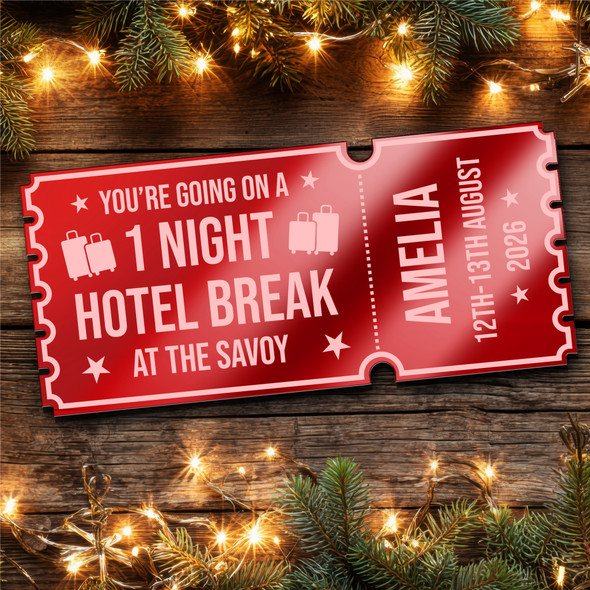 Red Mirror Acrylic Ticket Hotel Break Surprise Getaway Personalised Any Text Red Mirror Acrylic Ticket Hotel Break Surprise Getaway Personalised Any Text