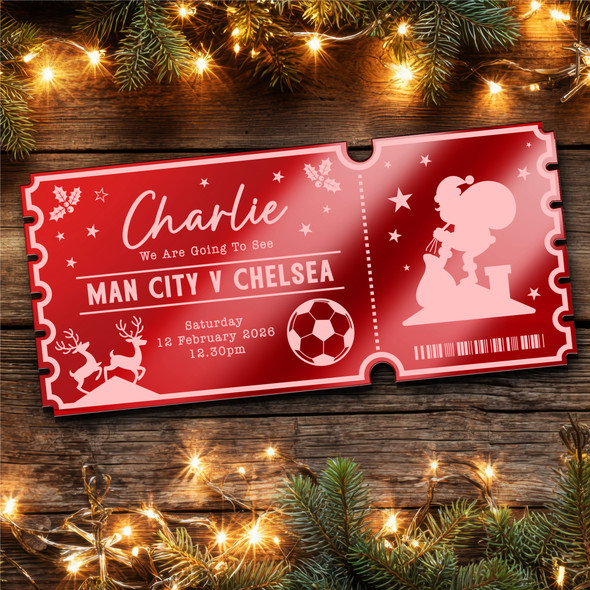 Red Mirror Acrylic Ticket Any Football Match Christmas Personalised Any Text