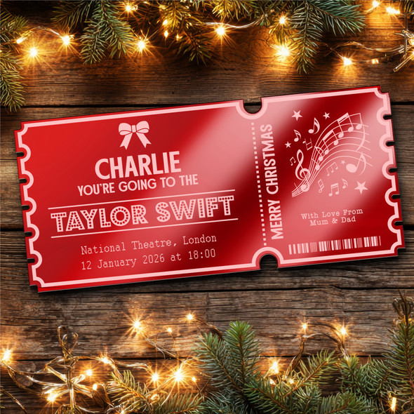 Red Mirror Acrylic Ticket Any Show Musical Theatre Christmas Personalised Red Mirror Acrylic Ticket Any Show Musical Theatre Christmas Personalised