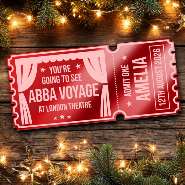 Red Mirror Acrylic Ticket Abba Voyage Musical Theatre Show Personalised Any Text Red Mirror Acrylic Ticket Abba Voyage Musical Theatre Show Personalised Any Text