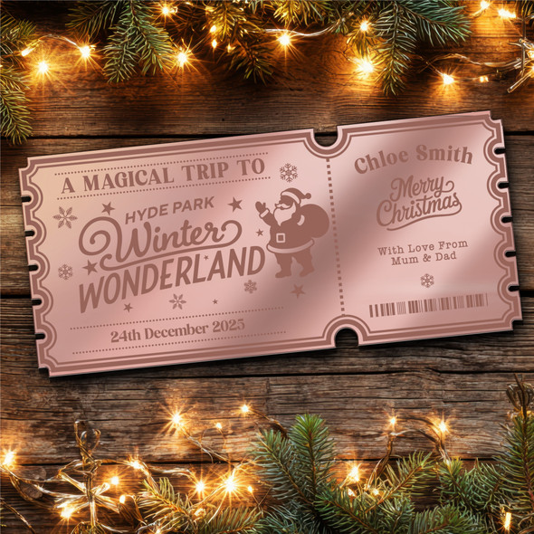 Rose Gold Mirror Acrylic Ticket Christmas Surprise Day Out Winter Wonderland Rose Gold Mirror Acrylic Ticket Christmas Surprise Day Out Winter Wonderland