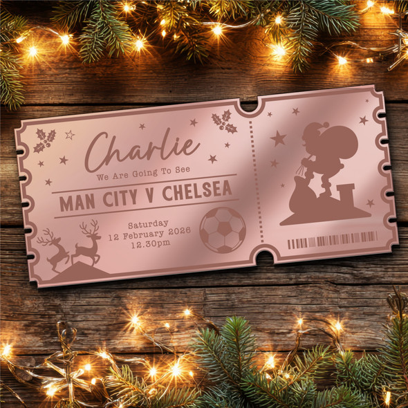 Rose Gold Mirror Acrylic Ticket Any Football Match Christmas Personalised