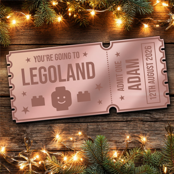 Rose Gold Mirror Acrylic Ticket Legoland Or Any Day Out Personalised Any Text Rose Gold Mirror Acrylic Ticket Legoland Or Any Day Out Personalised Any Text