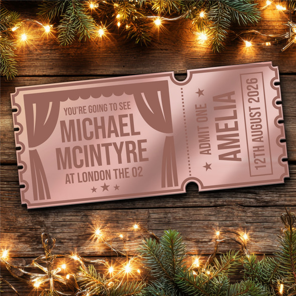 Rose Gold Mirror Acrylic Ticket Michael Mcintyre Comedy Theatre Show Custom Rose Gold Mirror Acrylic Ticket Michael Mcintyre Comedy Theatre Show Custom