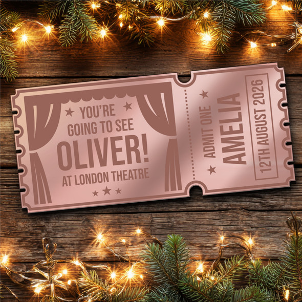 Rose Gold Mirror Acrylic Ticket Oliver The Musical Theatre Show Personalised