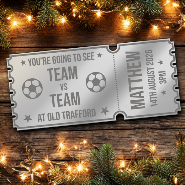 Silver Mirror Acrylic Ticket Surprise Football Match Any Game Personalised Silver Mirror Acrylic Ticket Surprise Football Match Any Game Personalised