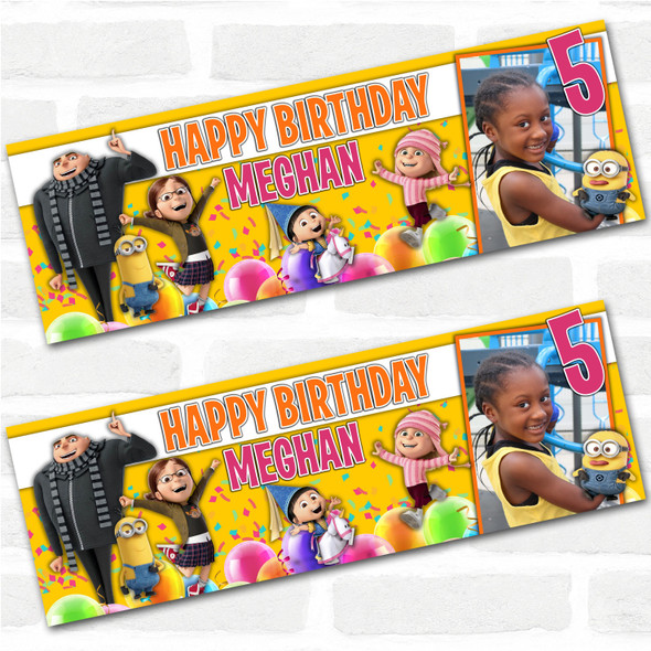 Personalised Party Banner For Kids Birthday Despicable Me Minions Photo
