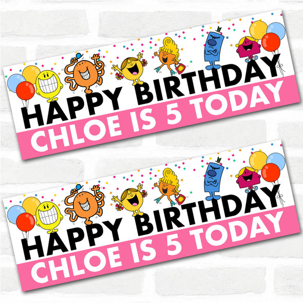 Personalised Party Banner For Kids Birthday Girls Mr Men
