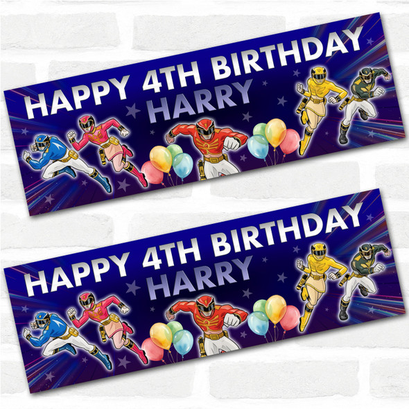 Personalised Party Banner For Kids Birthday Power Rangers