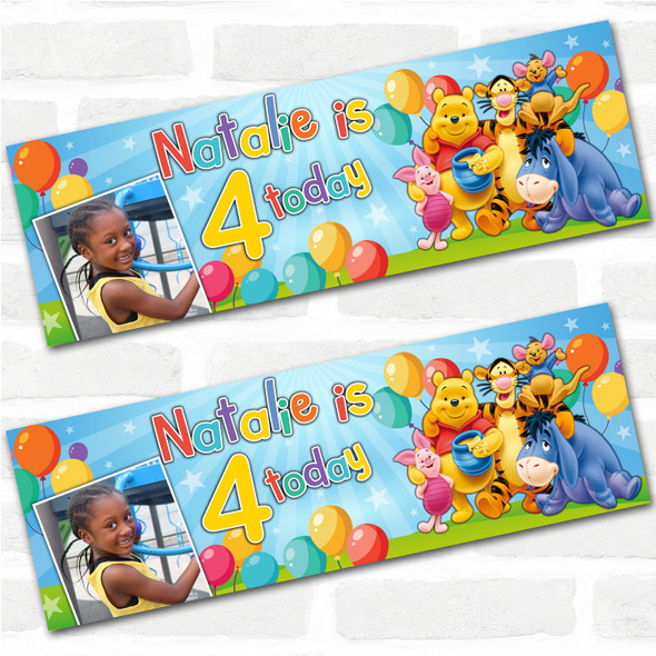 Personalised Party Banner For Kids Birthday Balloons Winnie-The-Pooh