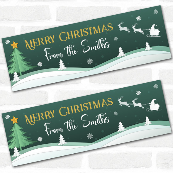 Personalised Party Banner For Christmas From Family Green Tree Santa