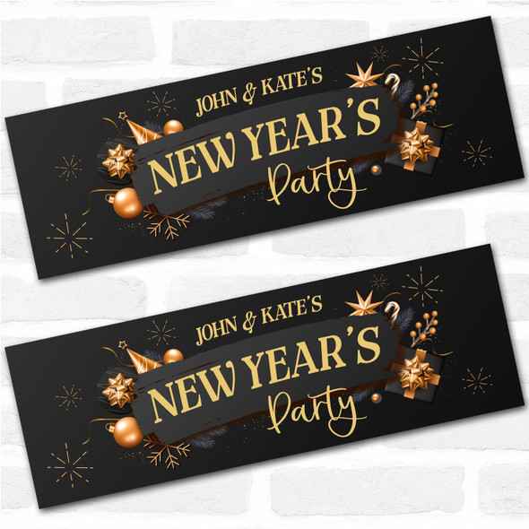 Personalised Party Banner For New Year Party Couple Gold Black