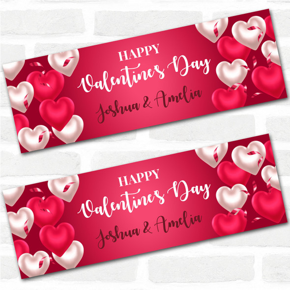 Personalised Party Banner For Valentine's Day Heart Balloons Red White